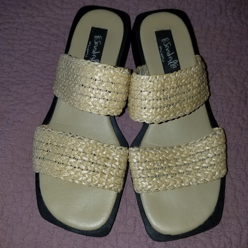 Sandal Co. Miami Woven Straw Sandals, Size 6
